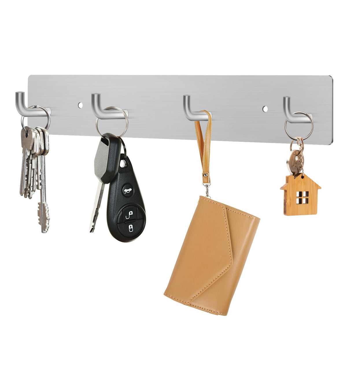 RELBRO Key Rack Wall Mount, Key Holder with 4 Hooks, Large, Black
