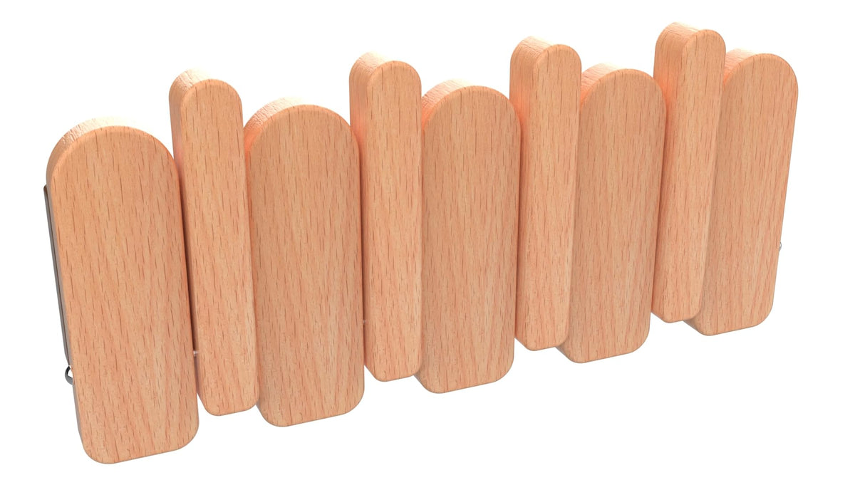 Paint Wood Wall Mounted Coat RackHooks Piano Key Hangers Natural Solid Wood Hanger Non-Woven Fabric Clothes Hangers for Closet, Kitchen, Bedroom, Bathroom, Entryway (Walnut-Beech, 8 Hooks)