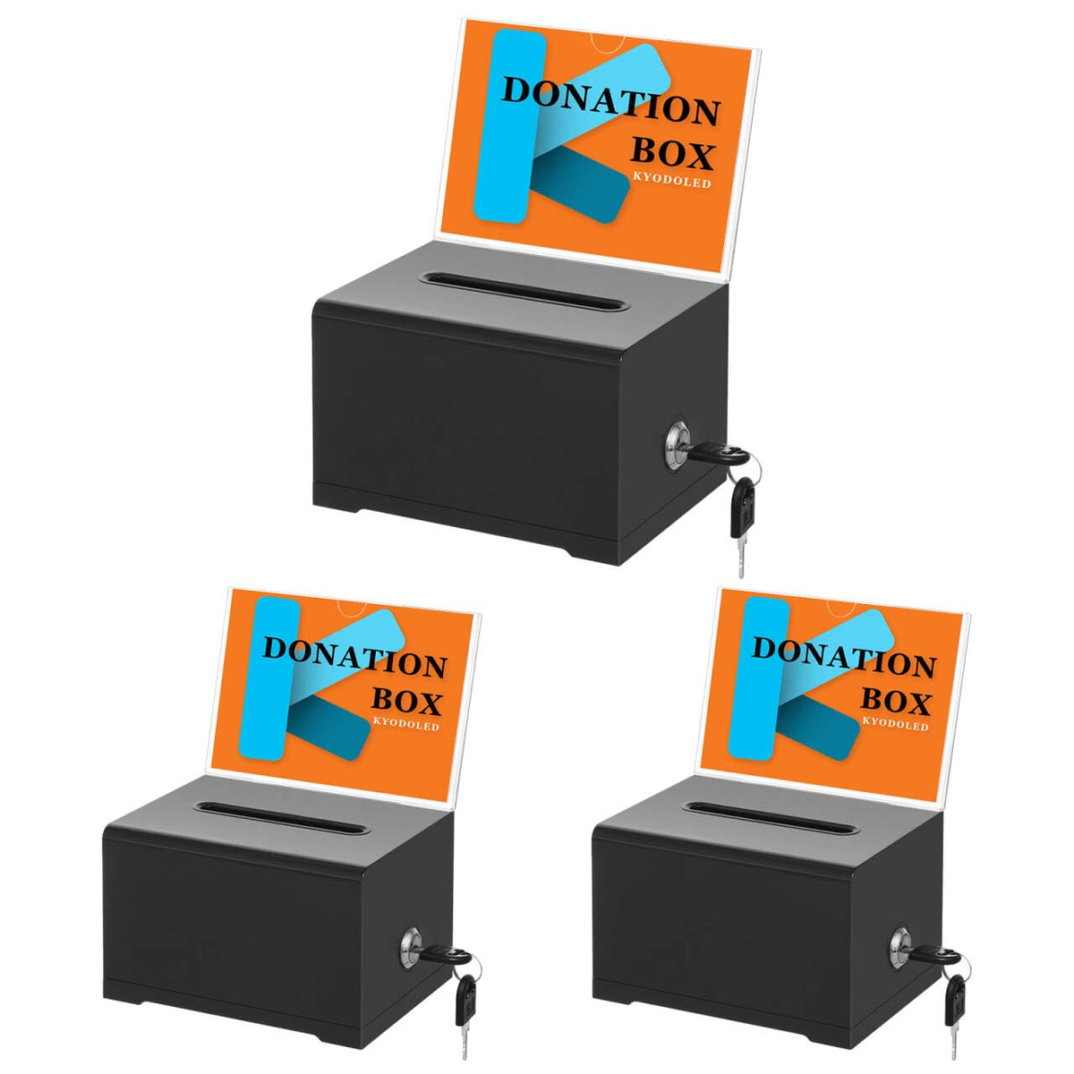 KYODOLED Clear Donation Box With Lock, Acrylic Raffle Box & Tip Jar, 2 Pack
