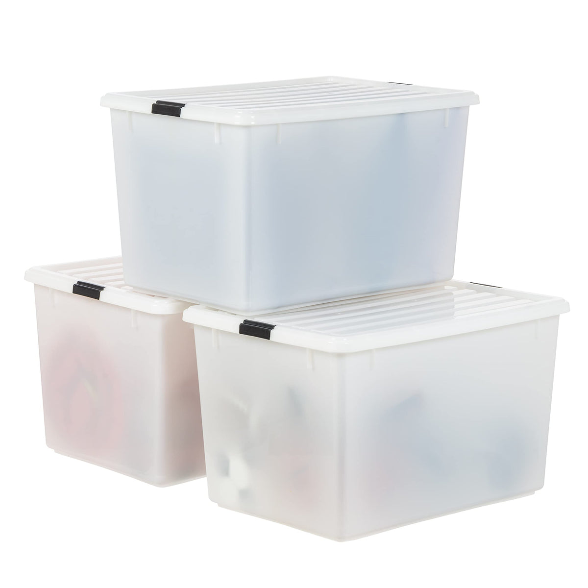 IRIS USA 10-Pack 6 Quart Storage Bins with Lids, Pearl
