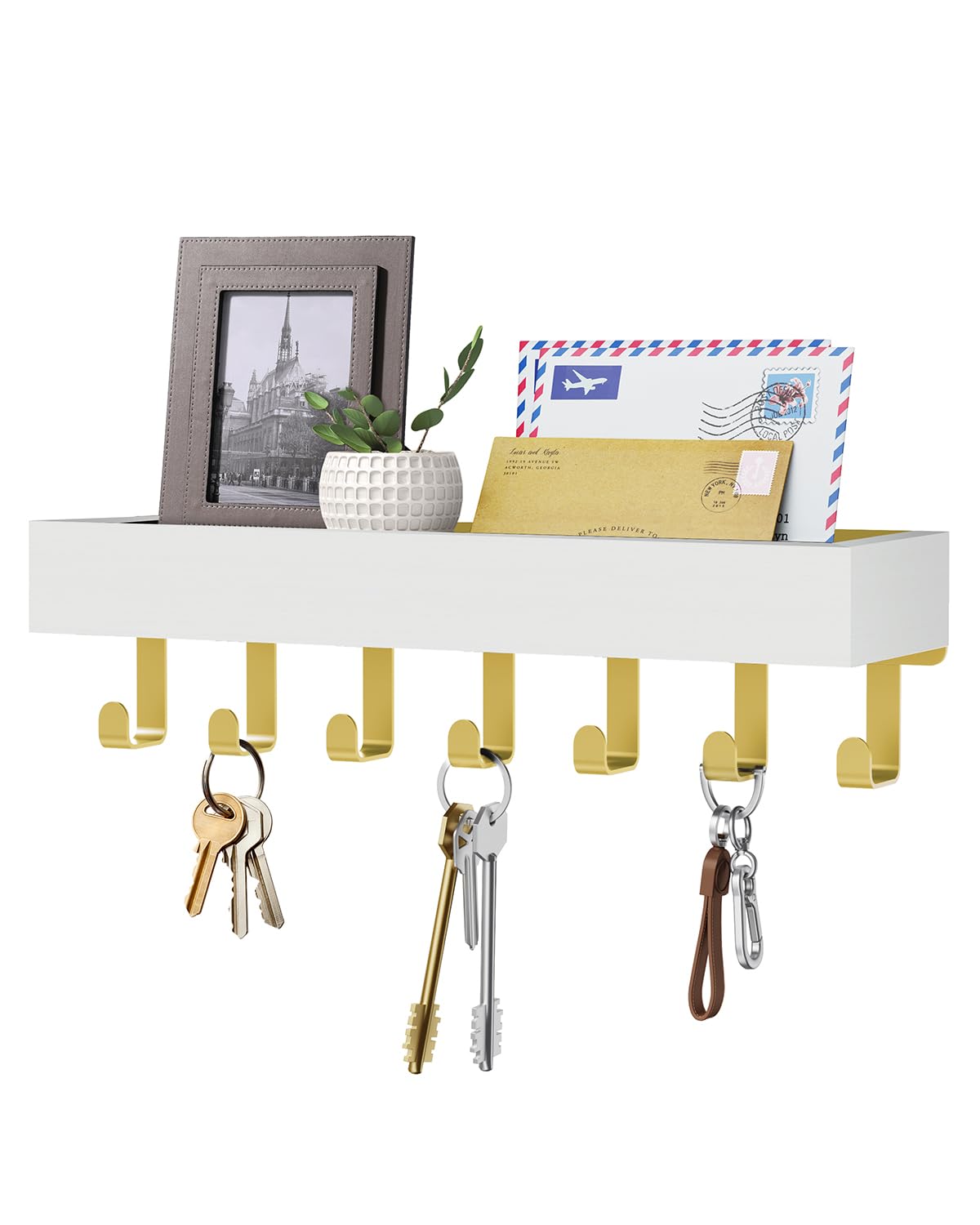 Key Holder Wall Mount Magnetic Adhesive, Key Hooks Rack with Shelf