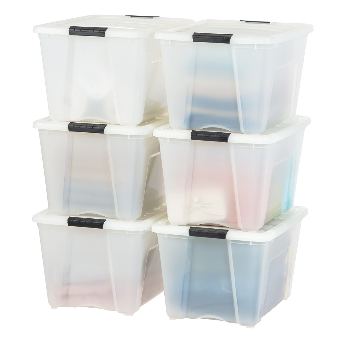 IRIS USA 4-Pack 13 Quart Storage Bins with Lids, Pearl