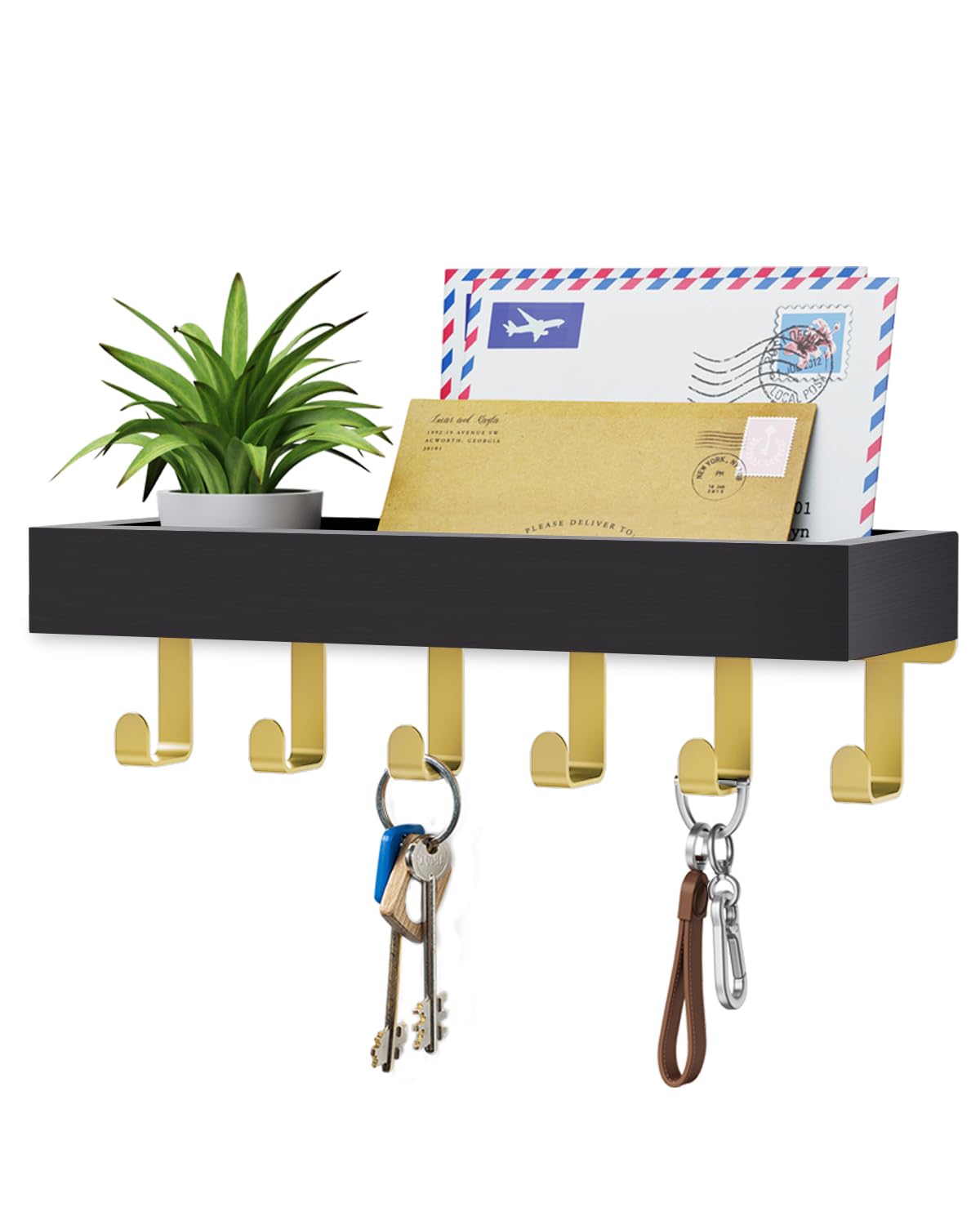 Key Holder Wall Mount Magnetic Adhesive, Key Hooks Rack with Shelf
