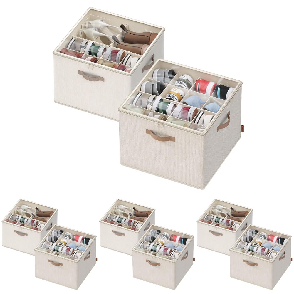 SONGMICS Shoe Organizer for Closet, 2 Pack Fabric Bins, Fits up to 32 Pairs