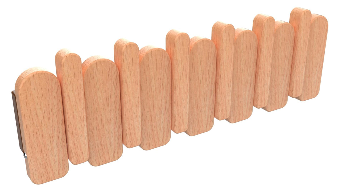 Paint Wood Wall Mounted Coat RackHooks Piano Key Hangers Natural Solid Wood Hanger Non-Woven Fabric Clothes Hangers for Closet, Kitchen, Bedroom, Bathroom, Entryway (Walnut-Beech, 8 Hooks)