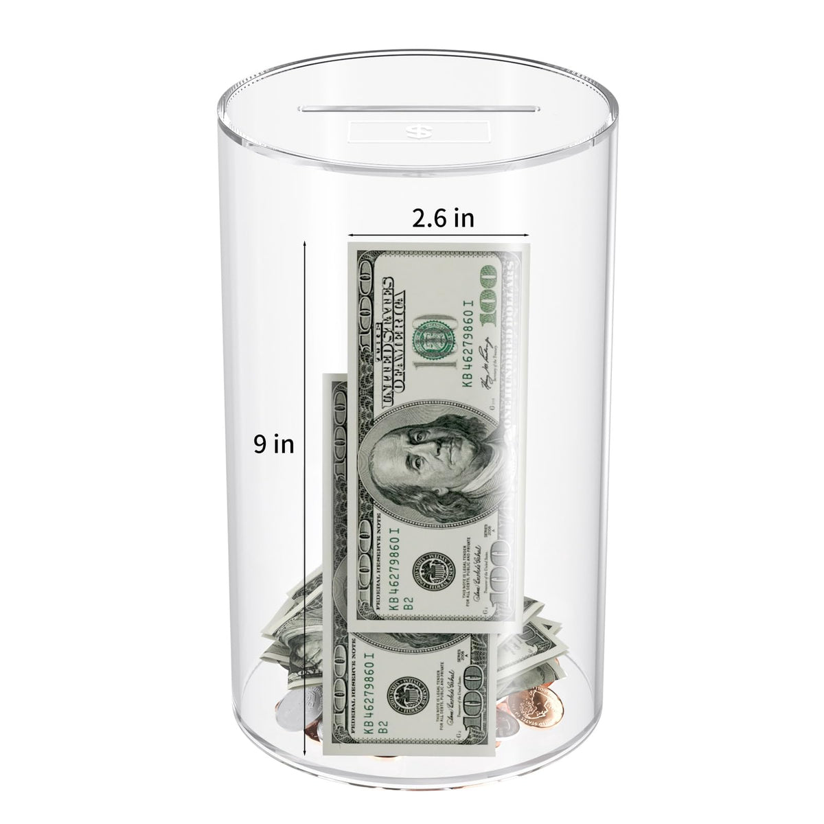 NIUBEE Clear Piggy Bank for Adult Kid, Unbreakable Acrylic Saving Money Jar