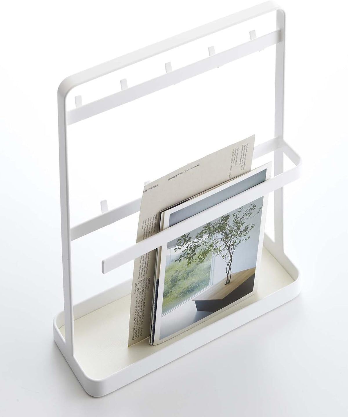 YAMAZAKI Home Key Rack - Modern Hook Organizer Stand Steel One Size White