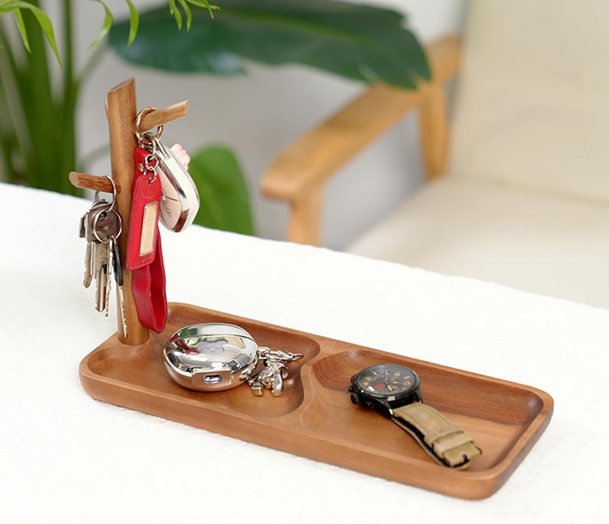 Wooden Key Tray, Key Tree Jewelry Organizer Entryway Solid Holder