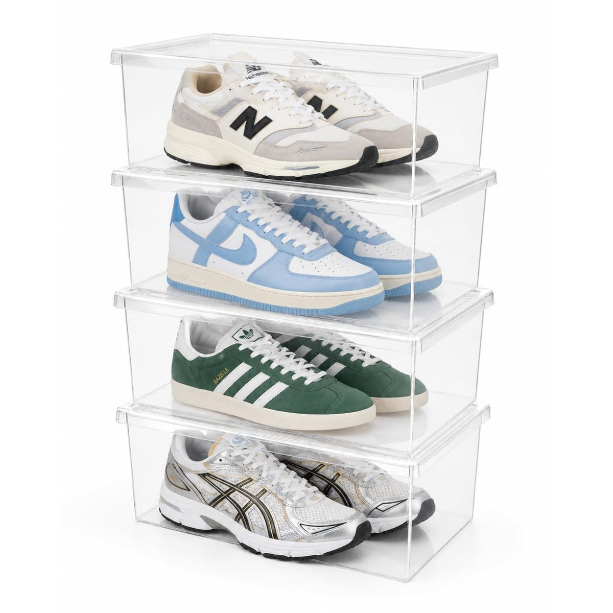 Superio Shoe Box Modern Storage Container 3 Pack - 6.5 Quart/6 Liter, Stackable Plastic Shoe Box Organizer (13.5"L x 8.35"W x 5.2"H)