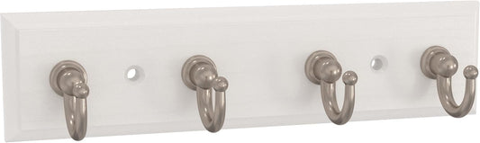 Franklin Brass Key Tidy (1-Pack) Pure White Holder 7' Wall Mount Small Item Rack 4 Hooks for Wall, Hallway, Entry Keychain Rail Organizer B46711K-PMN-R