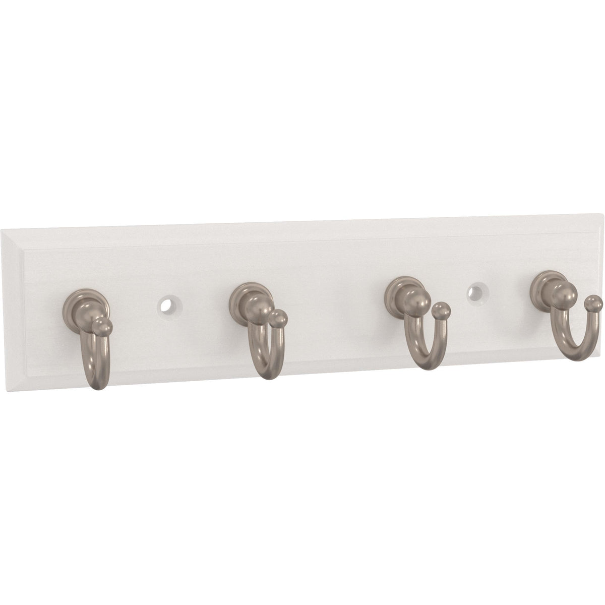 Franklin Brass Key Tidy (1-Pack) Pure White Holder 7' Wall Mount Small Item Rack 4 Hooks for Wall, Hallway, Entry Keychain Rail Organizer B46711K-PMN-R