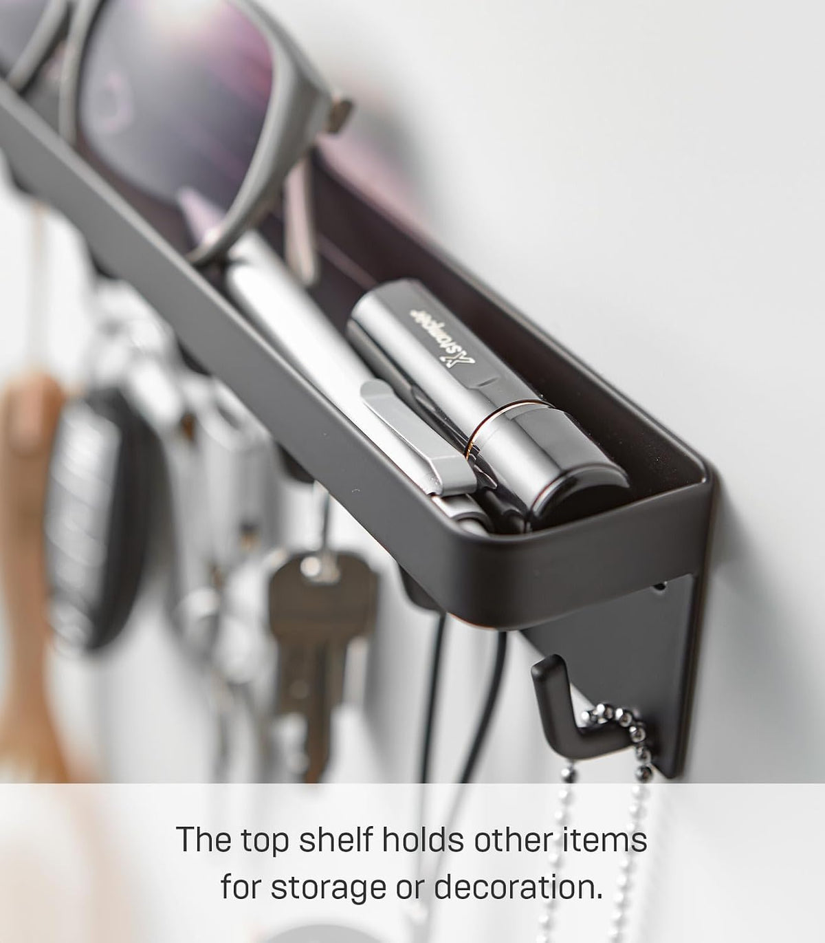 YAMAZAKI Home Magnetic Key Rack with Tray Steel One Size Black