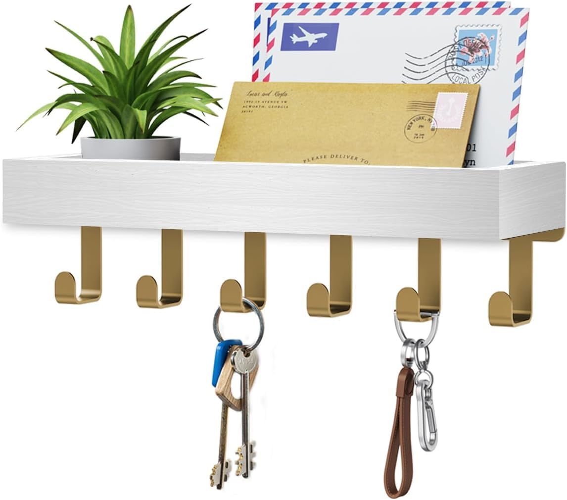Key Holder Wall Mount Magnetic Adhesive, Key Hooks Rack with Shelf