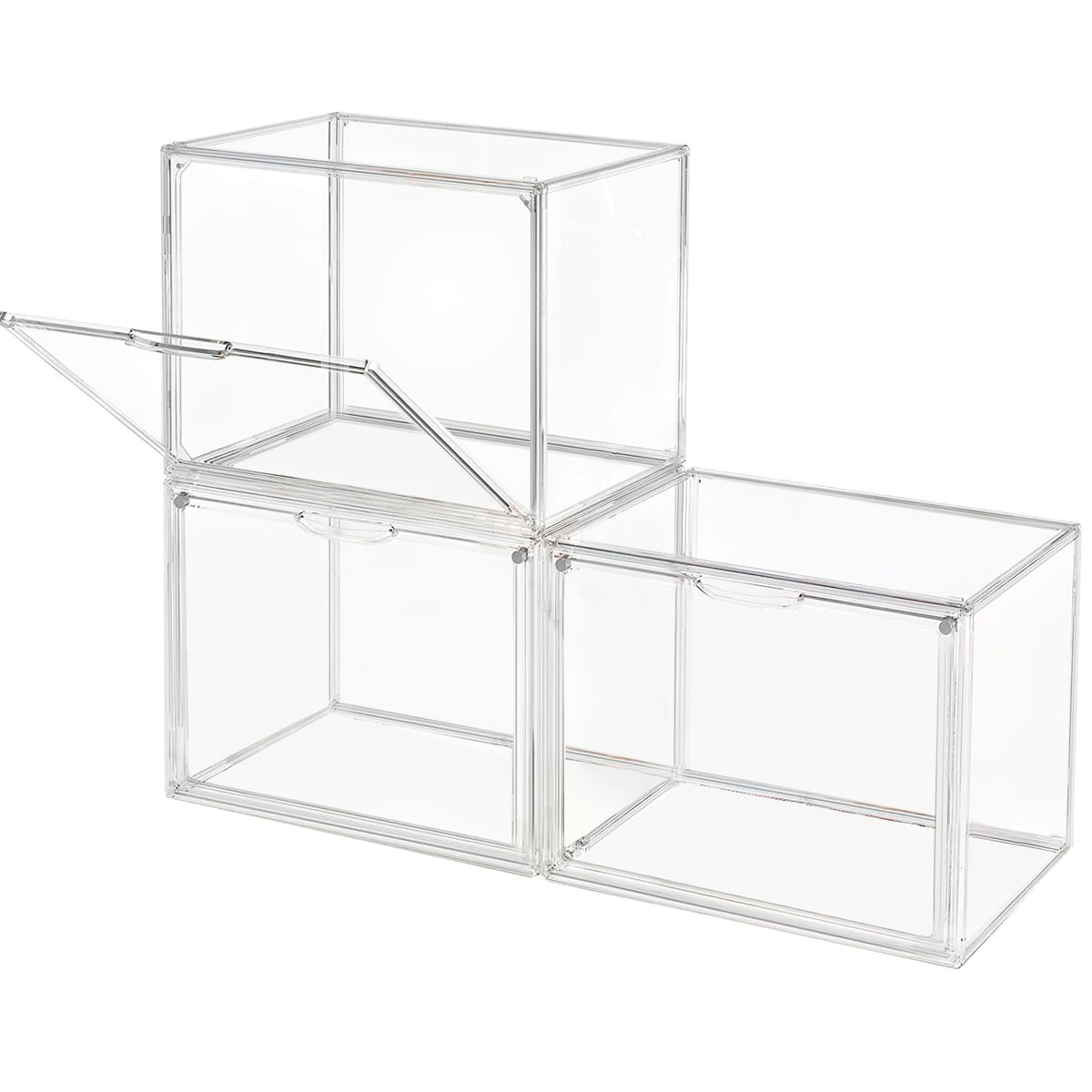 GUDEMAY Clear Stackable Plastic Storage Bins with Lid, Dustproof Acrylic Display Case for Collectibles, Large Figures Showcase, Shoe Storage Box, Closet Organizer for Book Cosmetic Purse (L, Count, 1)