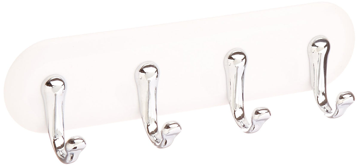 iDesign York Adhesive Backed Key Holder for Wall, 1.5" x 7" x 5.5", Brushed Stainless Steel