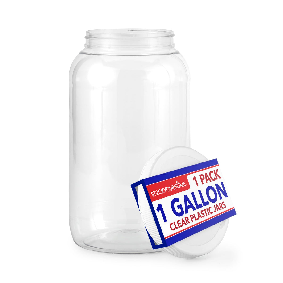Stock Your Home 1 Gallon Clear Plastic Jars with Lids (2 Pack) 128 oz Wide Mouth Large Jar with Lid, Big Container for Candy, Cookies, Arts & Crafts, Bartender Money Tips, Kitchen & Pantry Storage