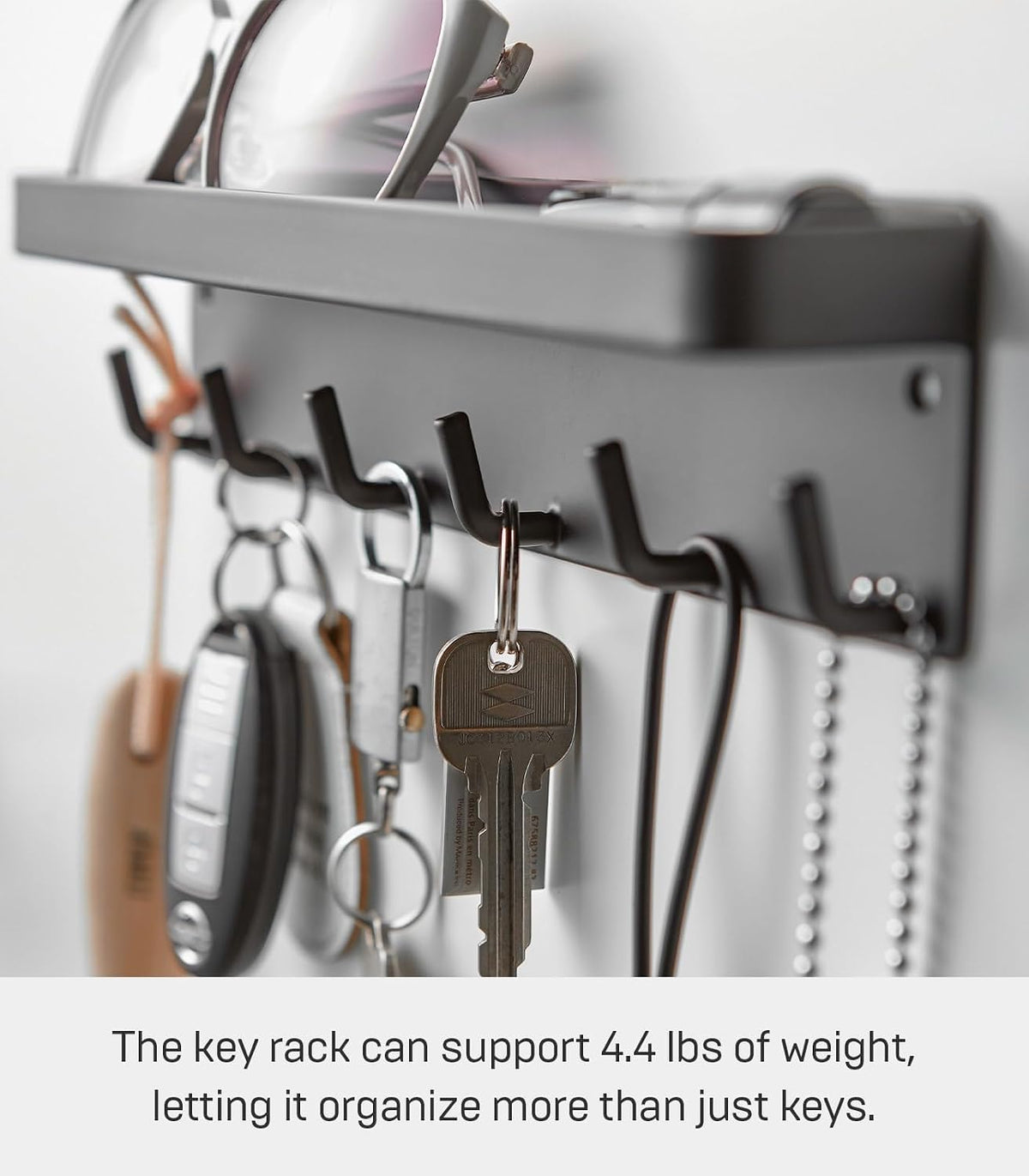 YAMAZAKI Home Magnetic Key Rack with Tray Steel One Size Black