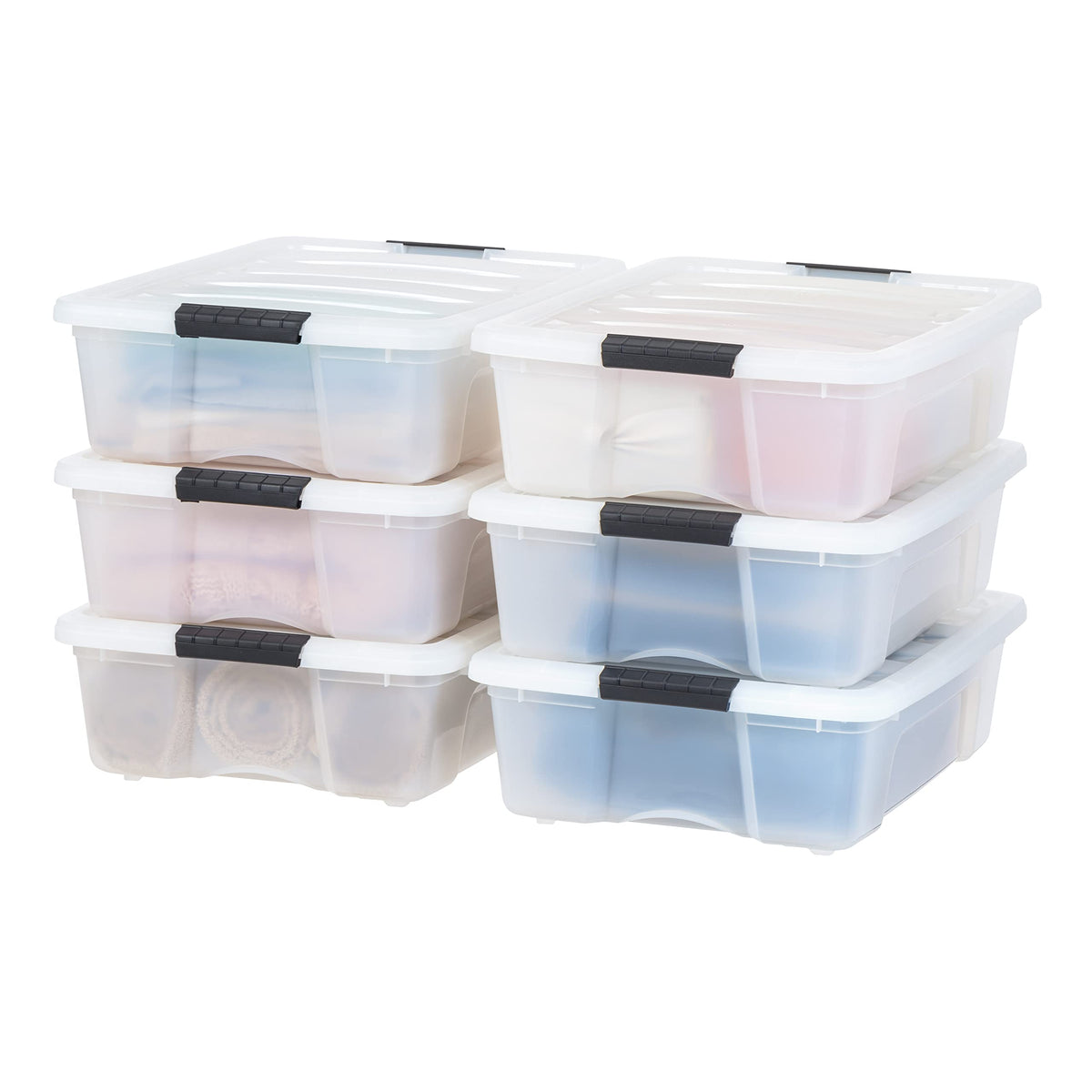 IRIS USA 4-Pack 13 Quart Storage Bins with Lids, Pearl