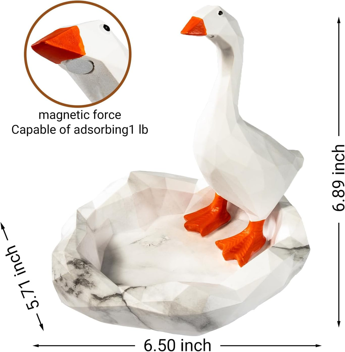 7 in Desk Goose Silly Goose Key Holder with Geometric Polygonal Tray