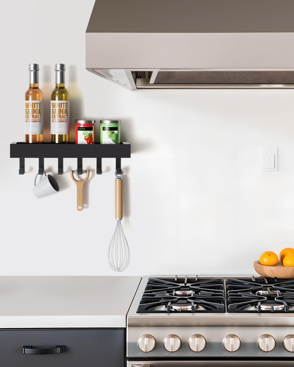 Key Holder Wall Mount Magnetic Adhesive, Key Hooks Rack with Shelf
