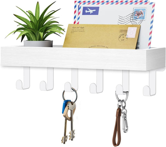 Key Holder Wall Mount Magnetic Adhesive, Key Hooks Rack with Shelf