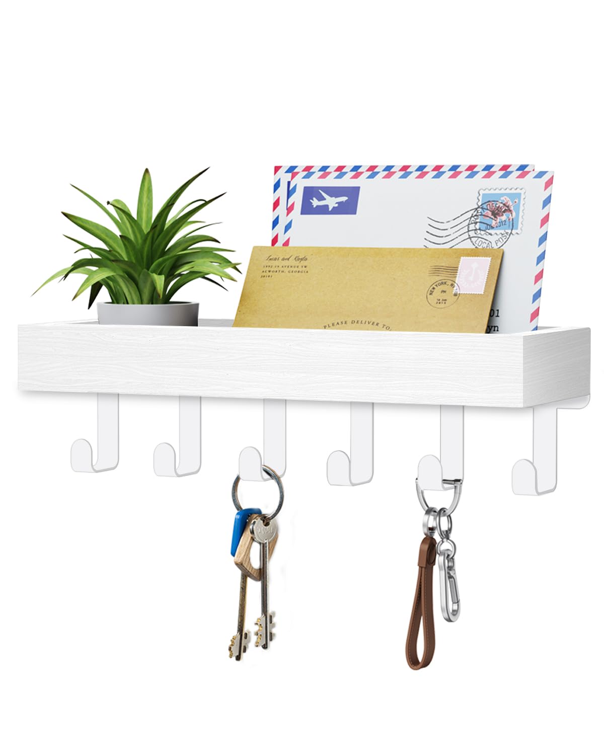 Key Holder Wall Mount Magnetic Adhesive - Key Hooks Rack with shelf
