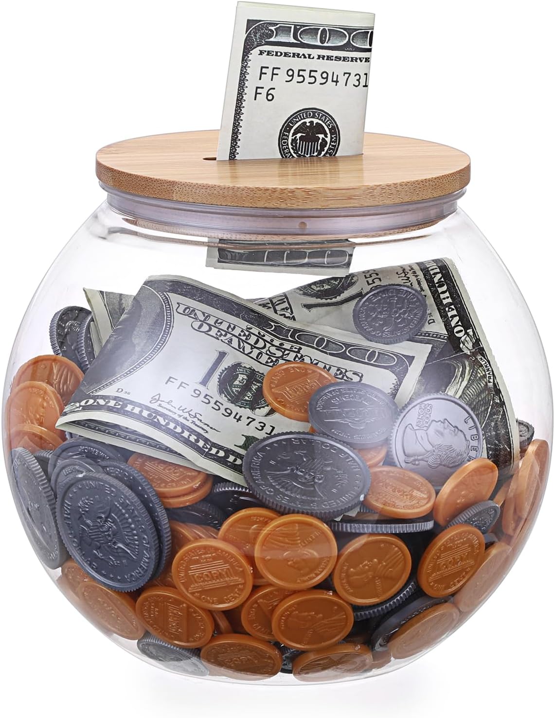 Sumnacon Laundry Room Coin Bank Jar Money Jars with Slot and Wooden Lid