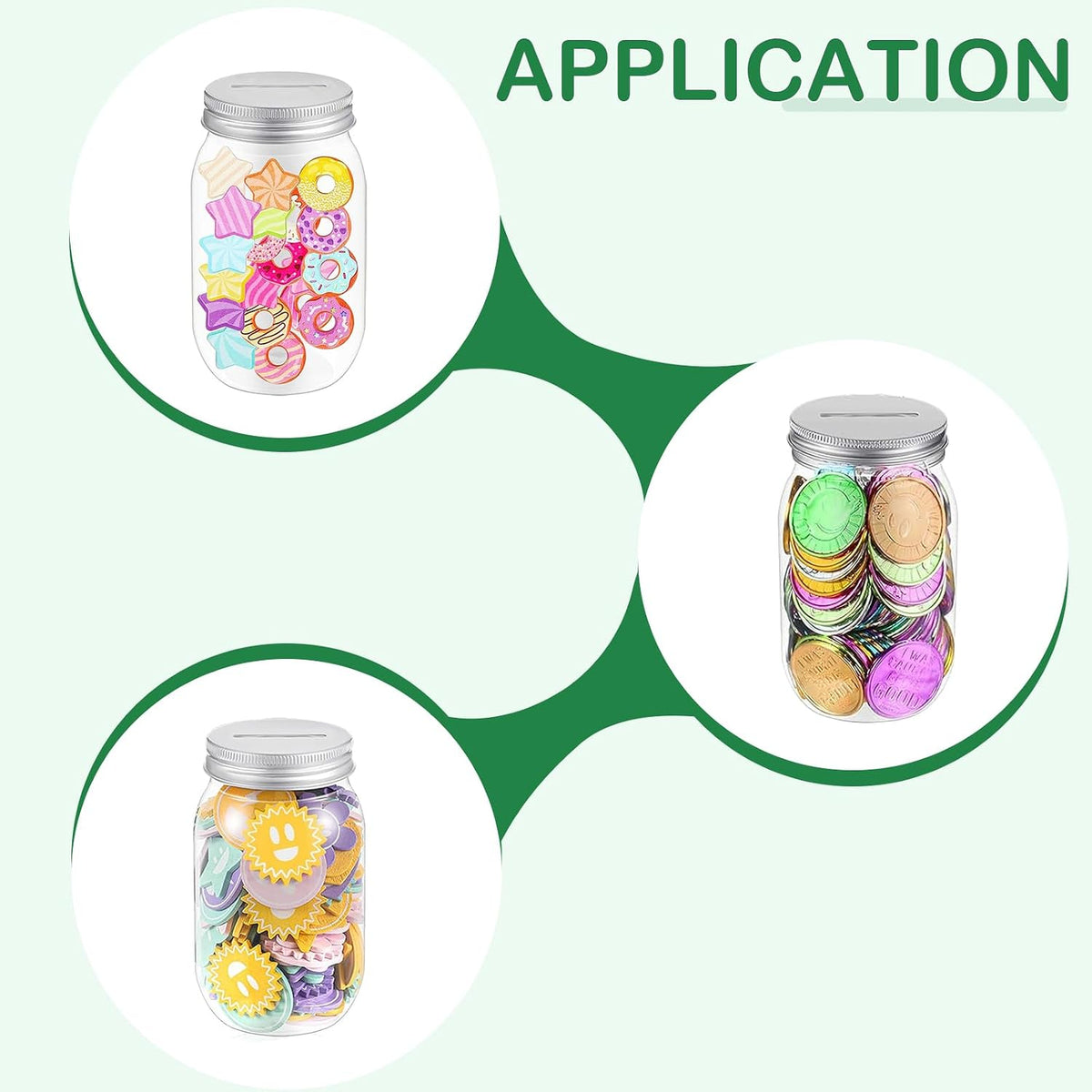 12 PCS Coin Jars for Behavior Tokens, Clear Plastic Reward Jars with Blank Labels, Reward System Behavior Management for Teacher Supplies, 400 ml