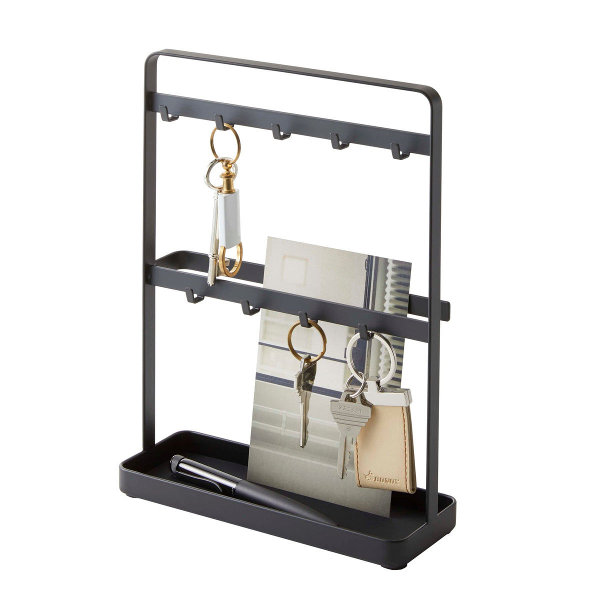 YAMAZAKI Home Key Rack - Modern Hook Organizer Stand Steel One Size White