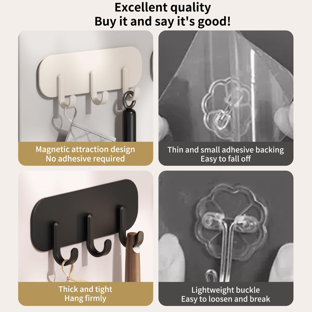 Cubit Co.Magnetic Key Holder with 3 Hooks - Strong Magnetic Hook for Refrigerator & Cabinet, Black or White, No Drill Space Saving Organizer for Kitchen, Entryway, Laundry Room (White)