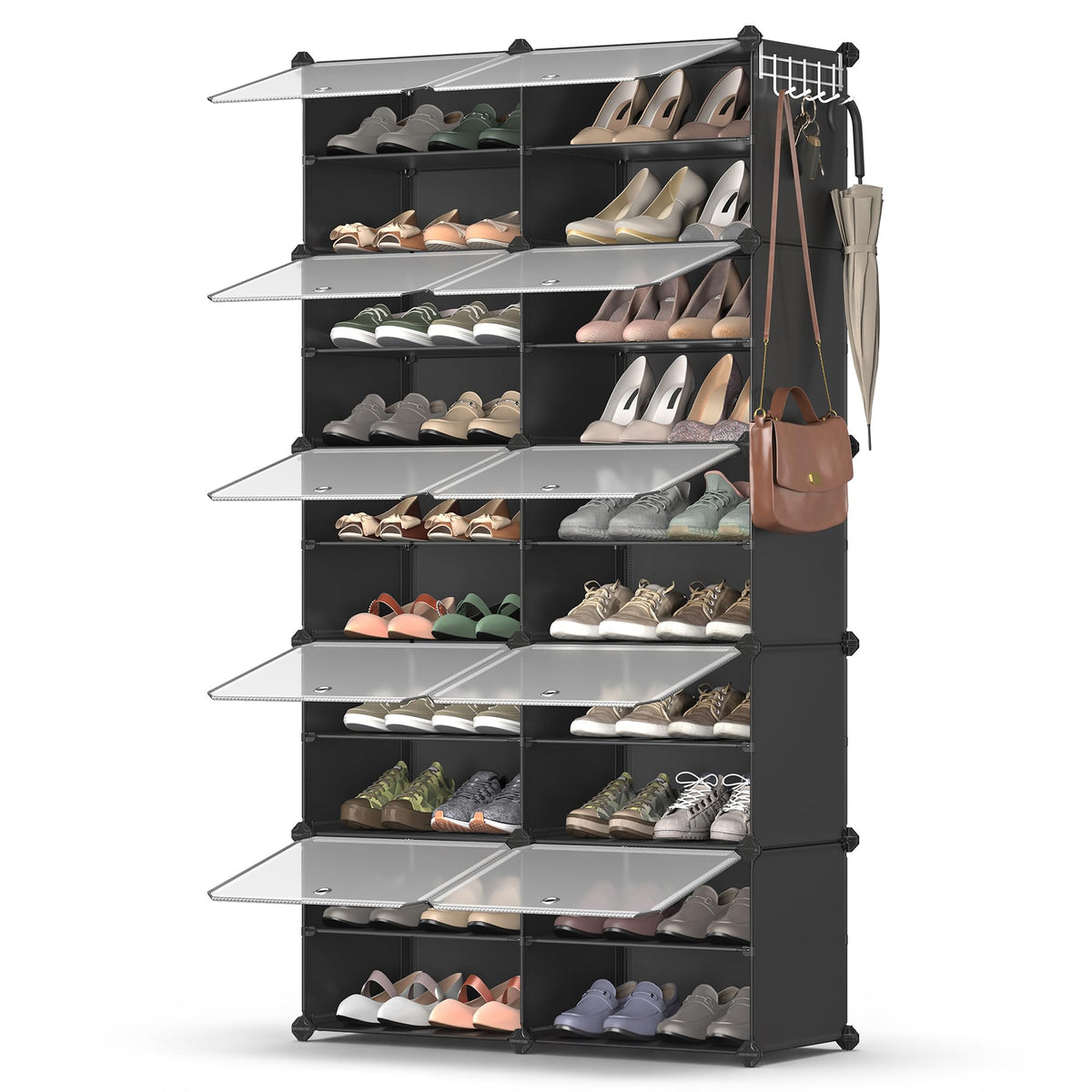 SONGMICS Shoe Rack, 6-Tier with Doors, 24-Pair Storage Cabinet