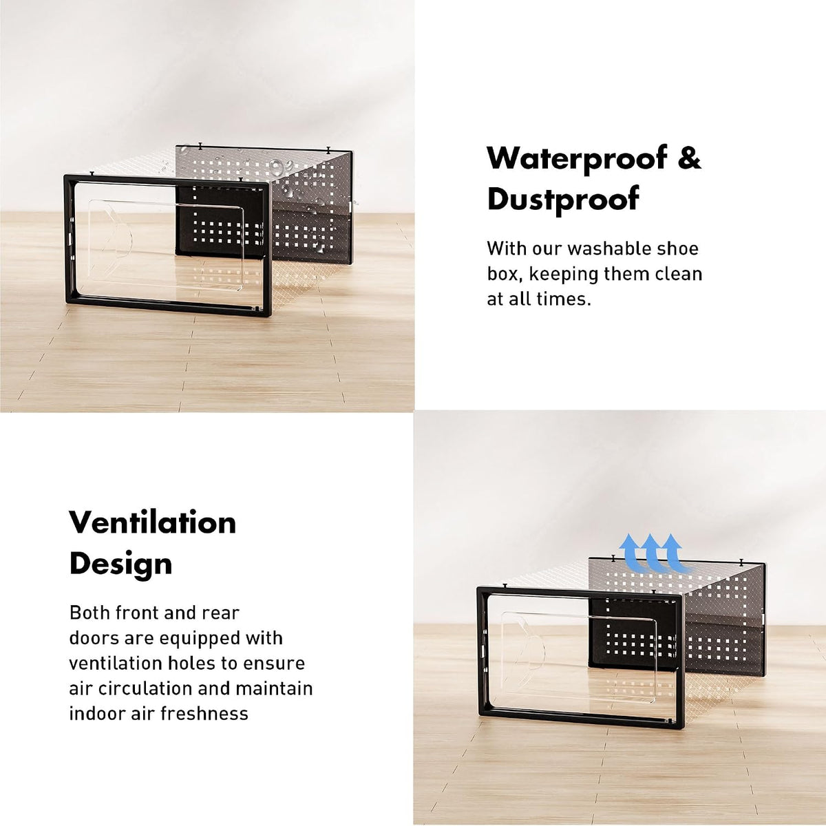 Foluck 15 Pack Shoe Storage Organizer Box Container Clear Plastic Stackable