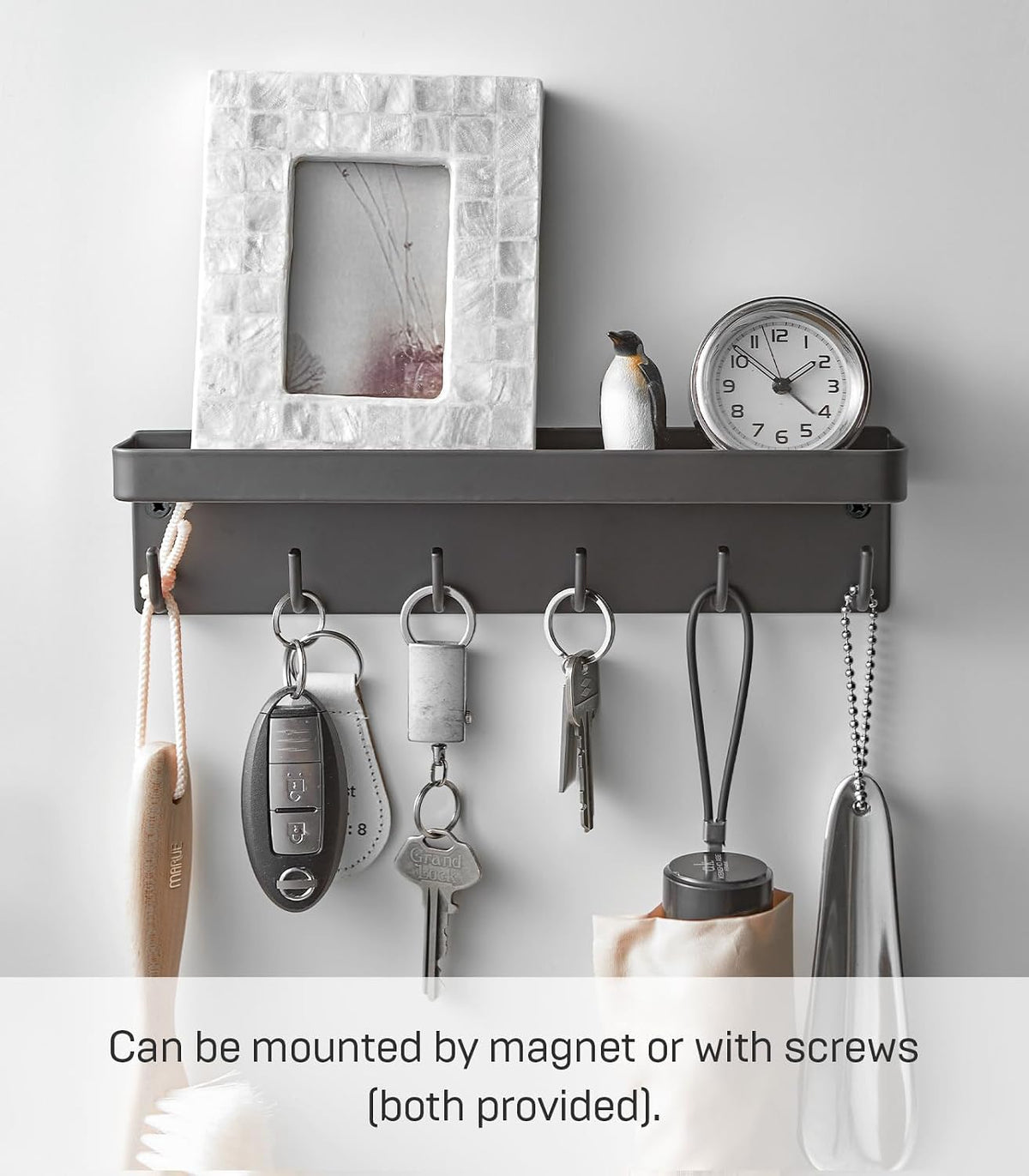 YAMAZAKI Home Magnetic Key Rack with Tray Steel One Size Black