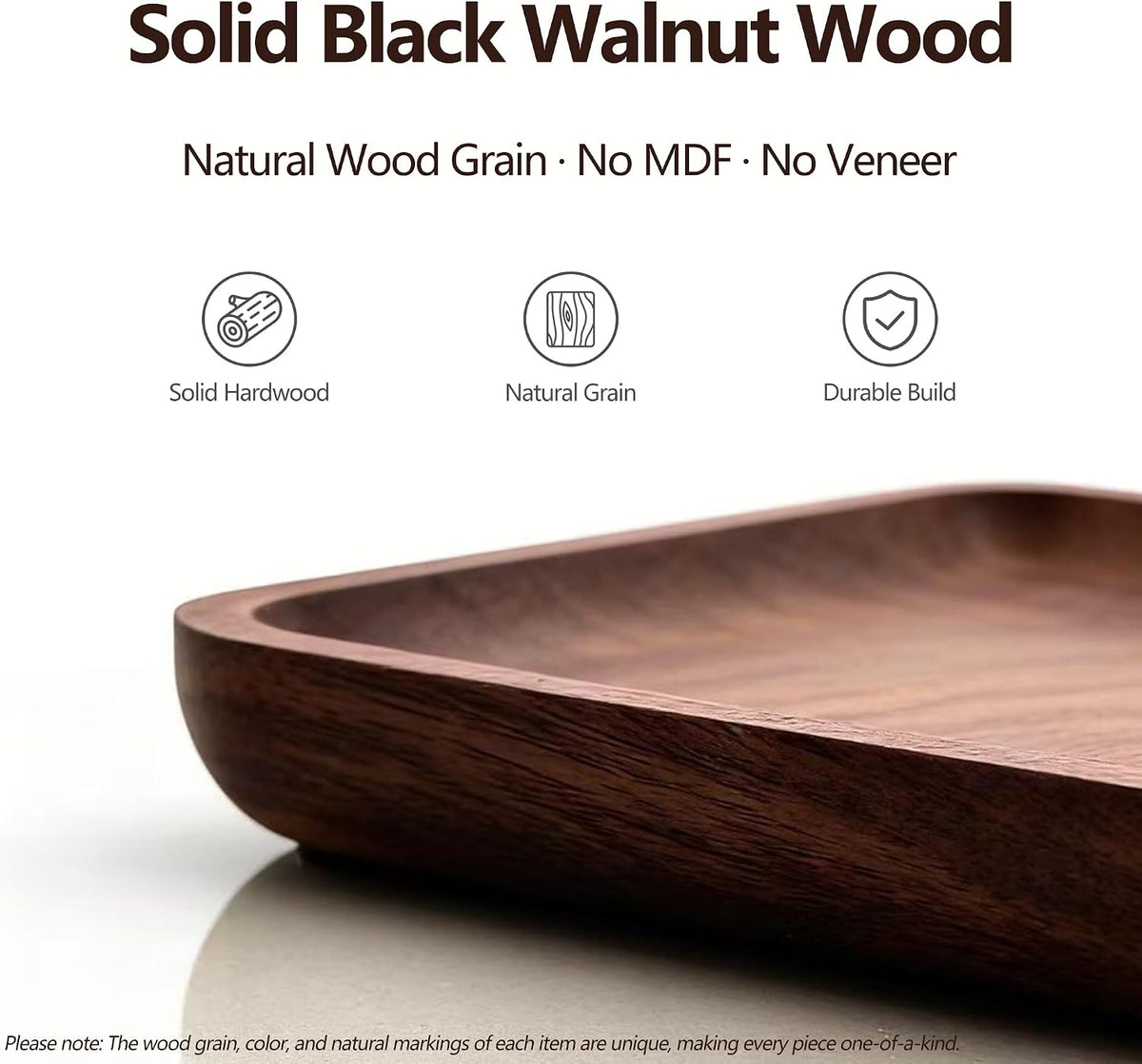 Solid Black Walnut Wooden Key Tray, Key Bowl for Entryway Table