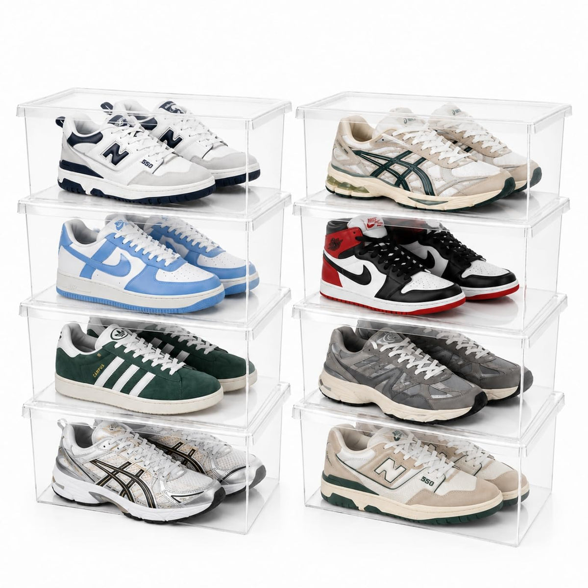 Superio Shoe Box Modern Storage Container 3 Pack - 6.5 Quart/6 Liter, Stackable Plastic Shoe Box Organizer (13.5"L x 8.35"W x 5.2"H)