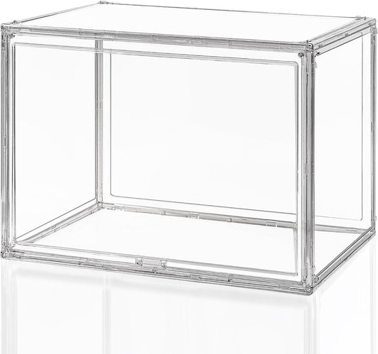 CELSOL Clear Acrylic Display Case – Stackable Storage Box with Magnetic Lid, Dustproof Organizer for Collectibles, Figures, Shoes, and Books – Large Size 14.2"x8.7"x10.6"