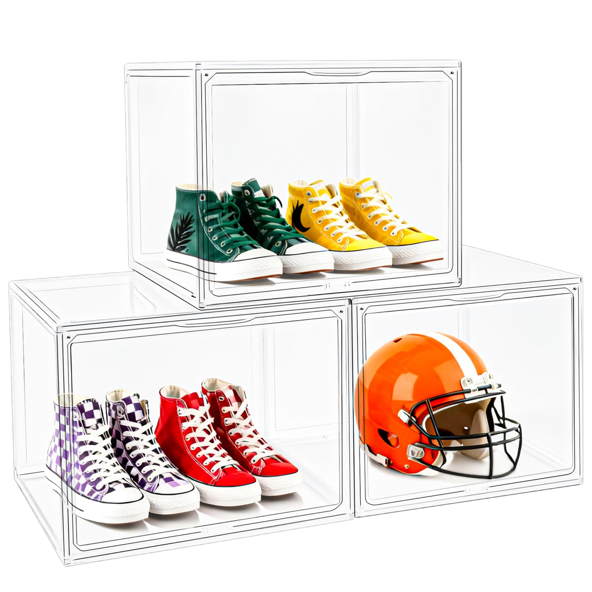 1 Pack Acrylic Shoe Boxes for Flat, Loafer & Small Space, Fits Size 12.5