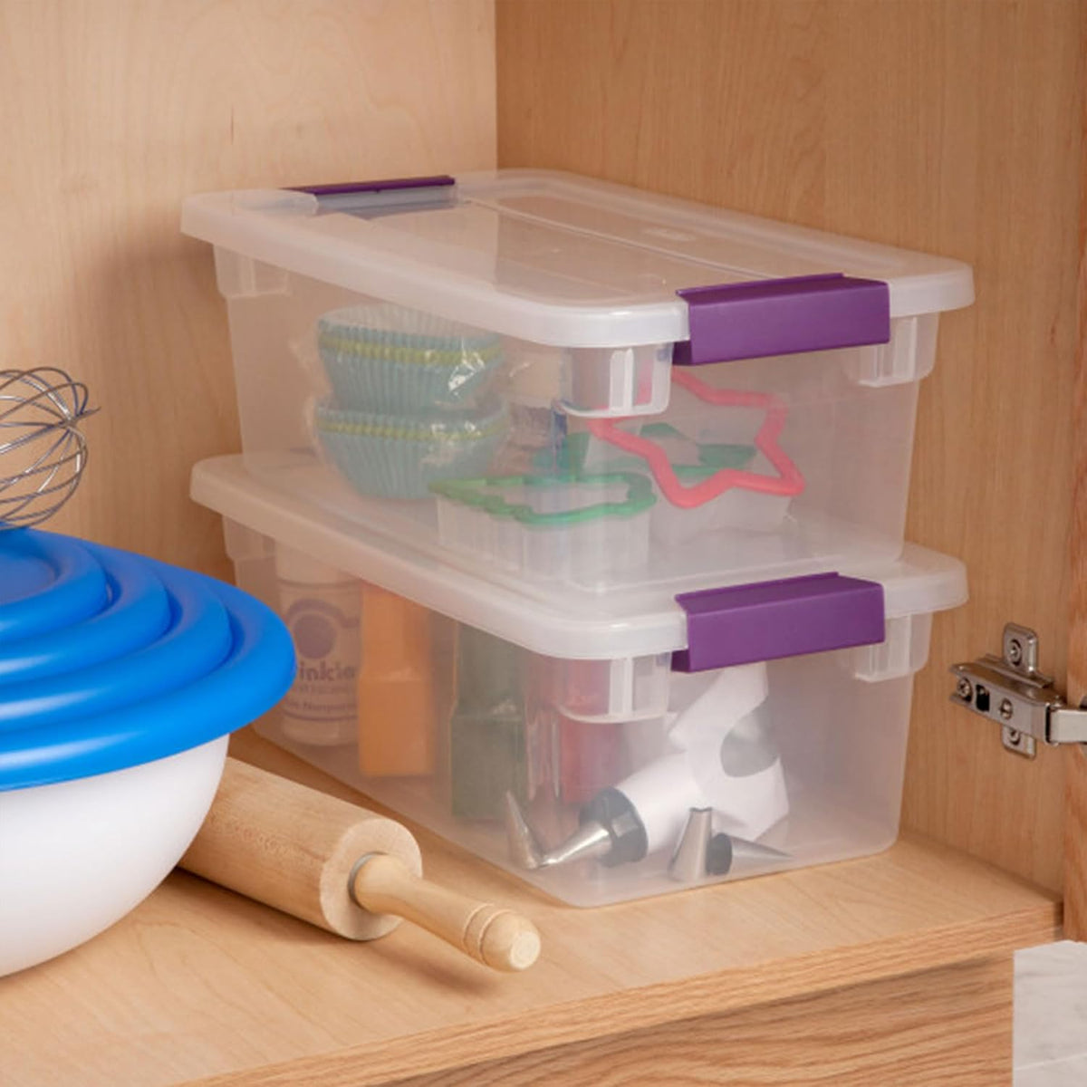 Sterilite ClearView Latch Boxes, Storage Bins with Lids, 6 Quart, 12-Pack