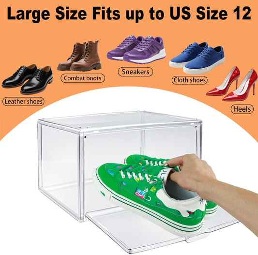 1 Pack Acrylic Shoe Boxes for Flat, Loafer & Small Space, Fits Size 12.5