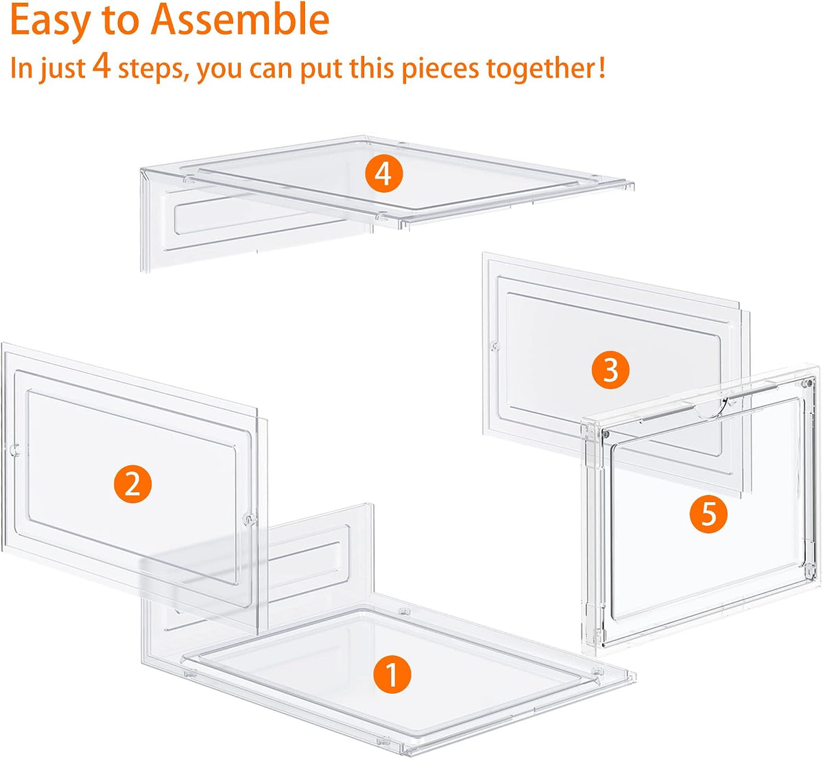 HOMIDEC Shoe Storage, 6 Pack Shoe Organizer Clear Hard Plastic Shoe Box