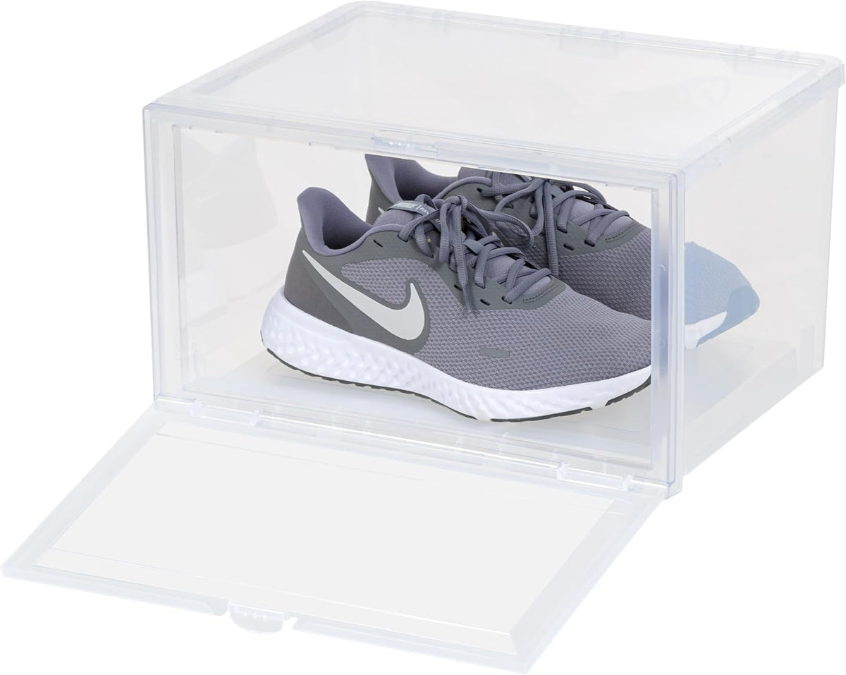 IRIS USA 6-Pack, Stackable Shoe Display Box with Flip Door, Clear
