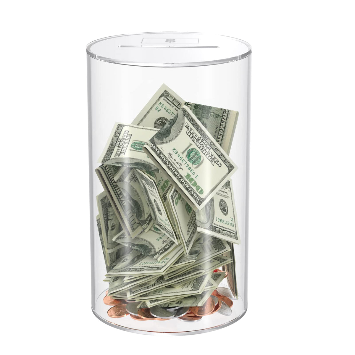 NIUBEE Clear Piggy Bank for Adult Kid, Unbreakable Acrylic Saving Money Jar