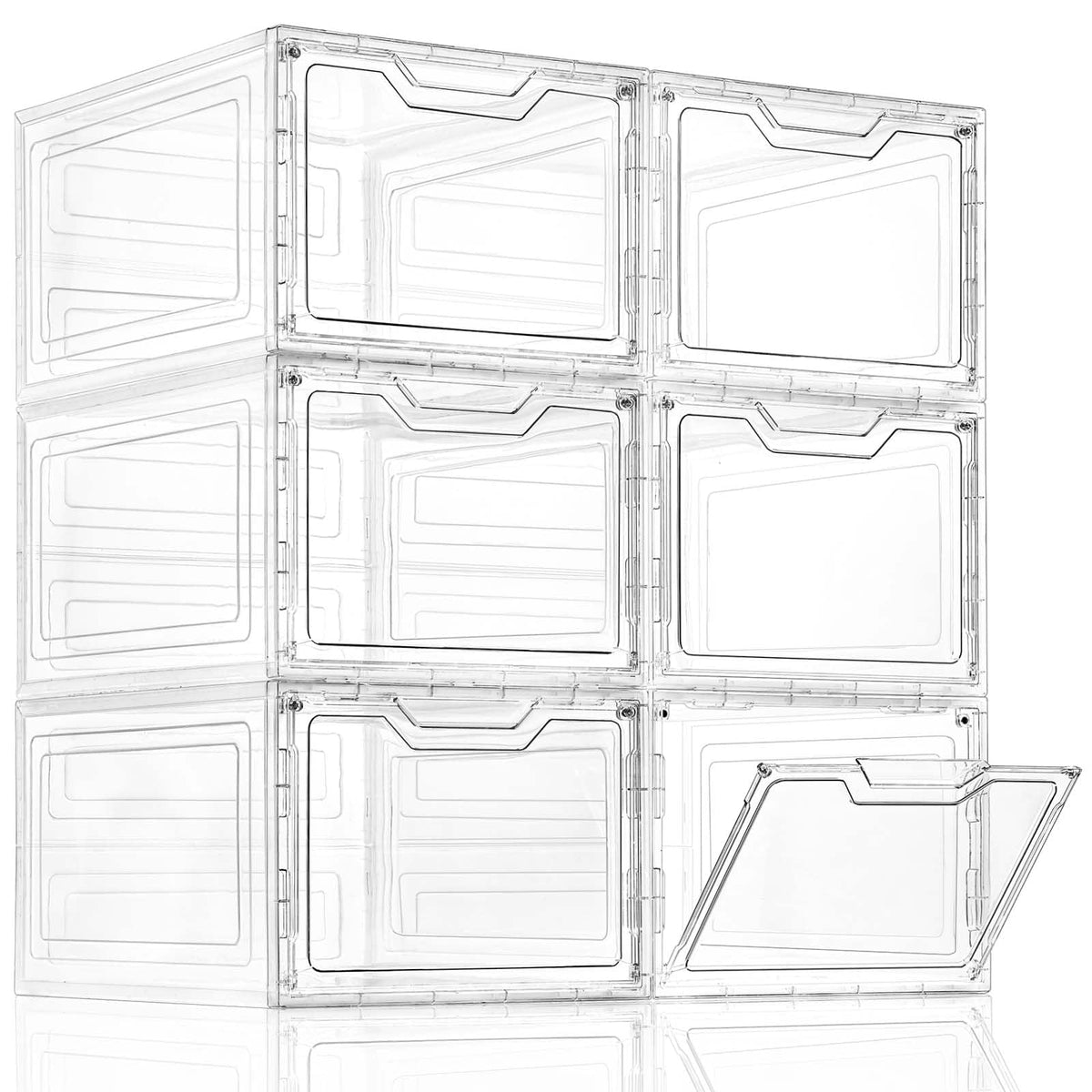 6 Pack Clear Storage Bins with Lids, 19 Qt Closet Organizers and Storage