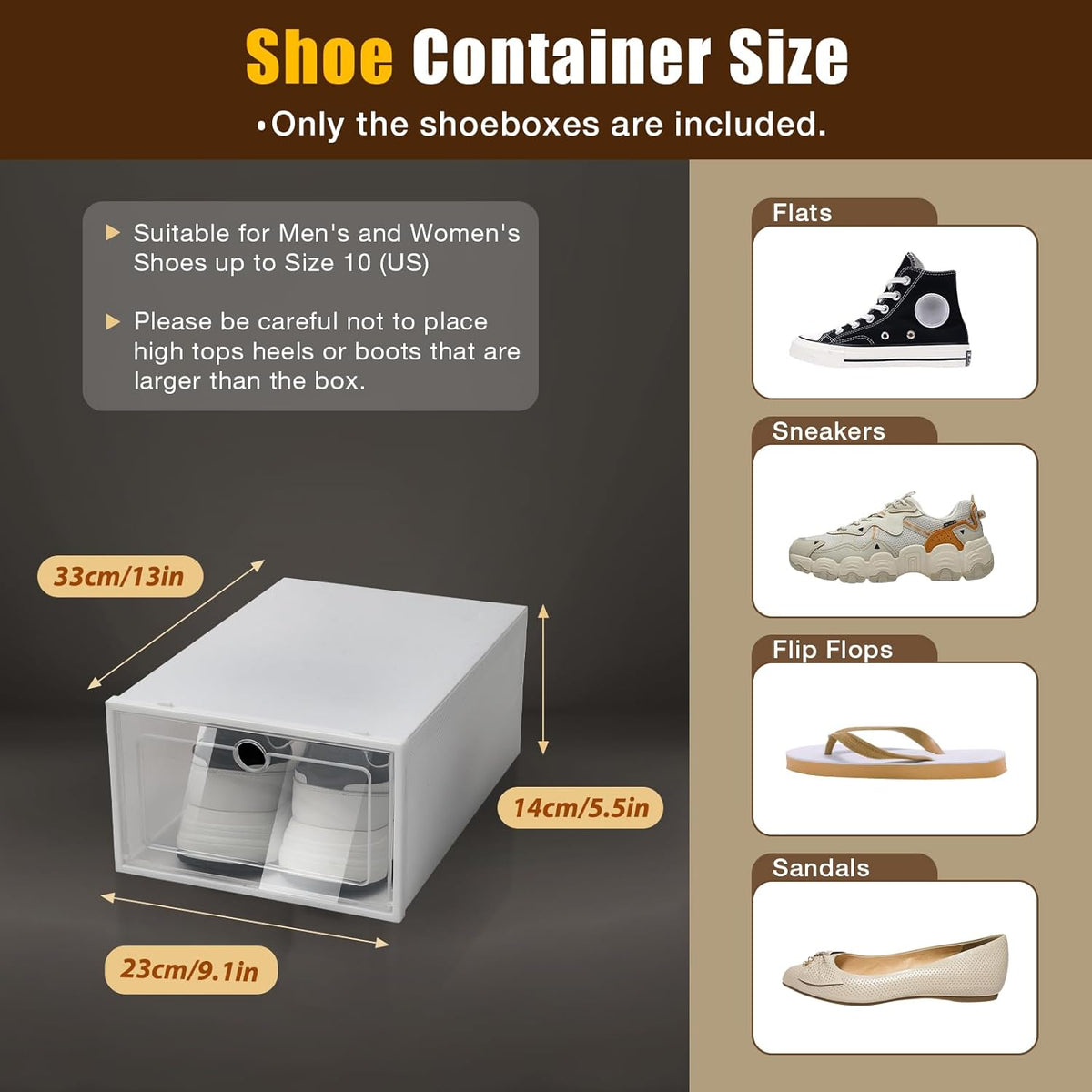 24 PCS Shoe Boxes, Premium Clear Plastic Stackable, 13 x 9.1 x 5.5 Inch Shoe Organizer for Bedroom, Living Room