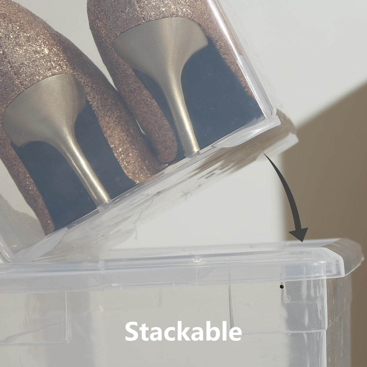 novelinks 12 Pack 6QT Plastic Storage Bins with Lids, Shoe Bins