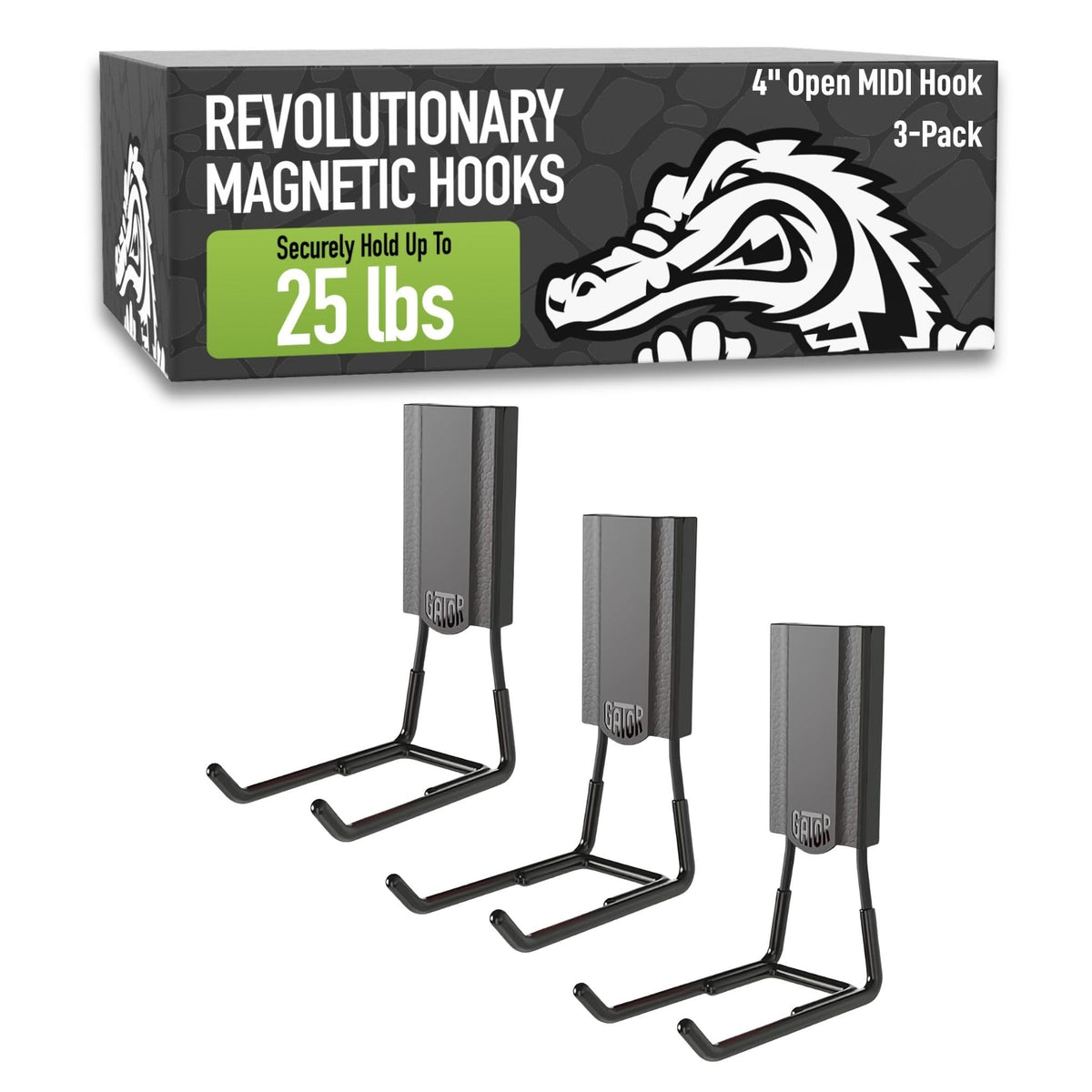 GATOR MAGNETICS MIDI 4 in Red Open Hooks, 25 lb Magnetic Hooks – 3 Pack
