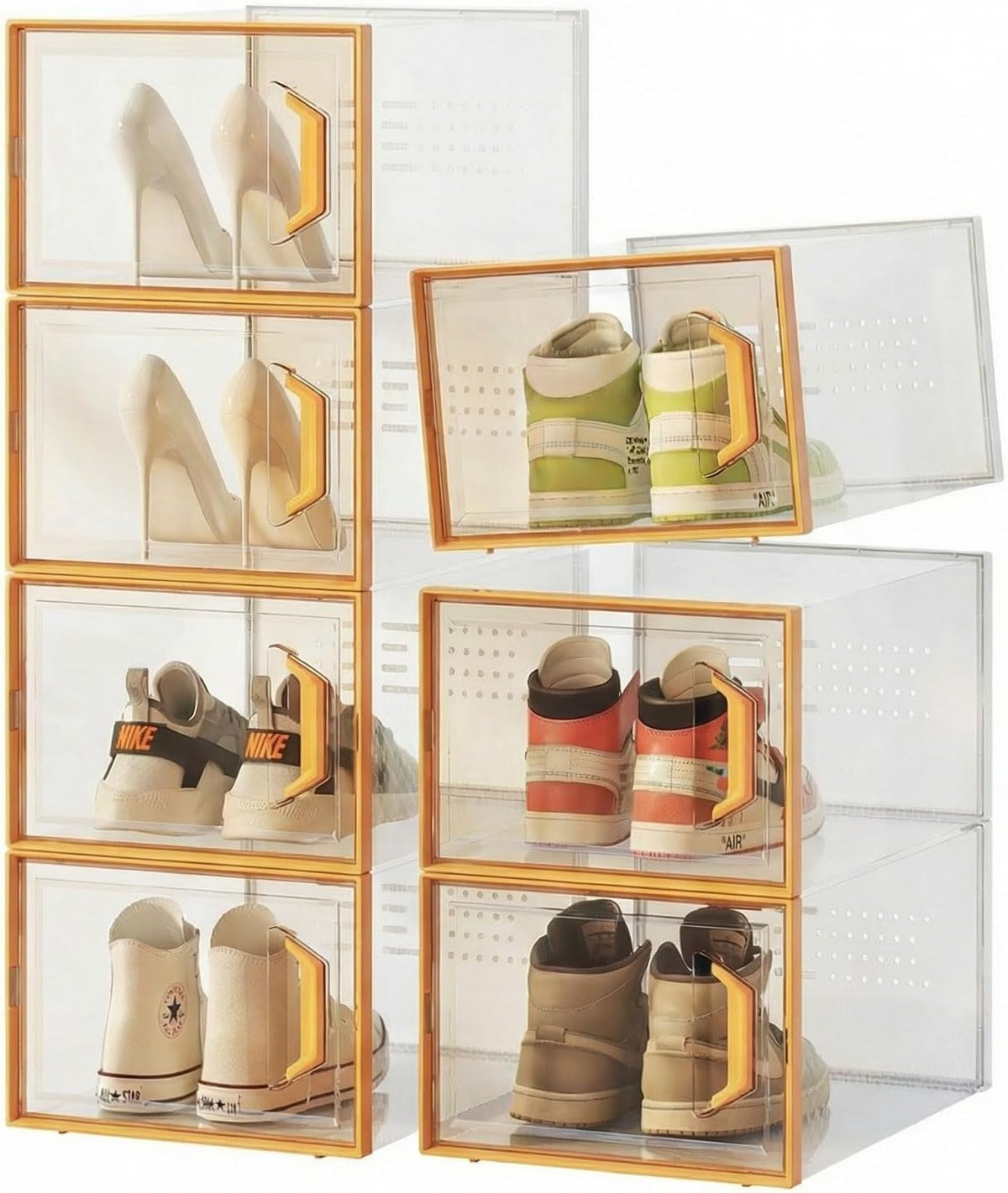 15 Pack Plastic Shoe Storage Boxes, Clear Stackable Shoe Organizer