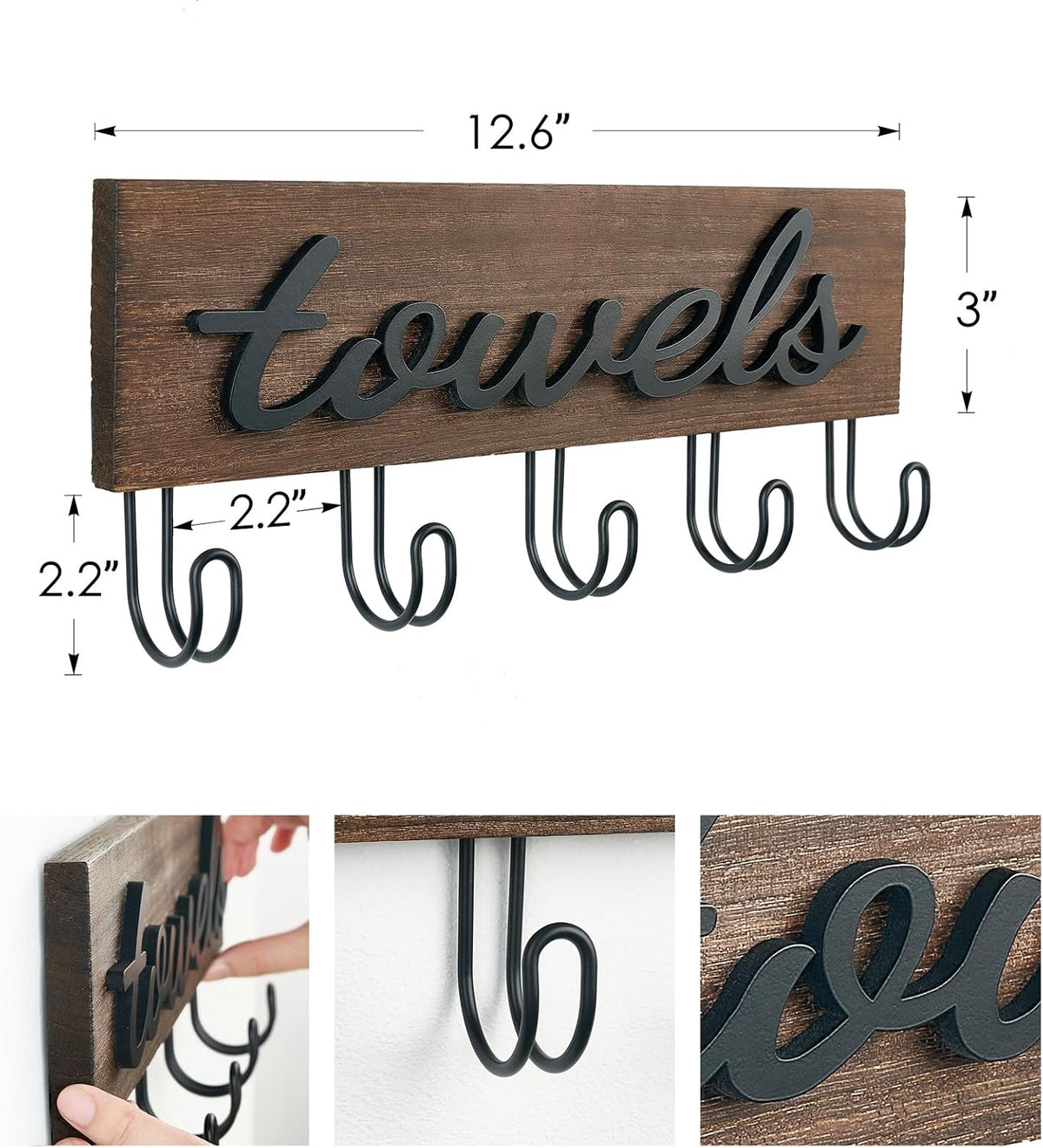 Mkono Key Holder Wall Mounted with 7 Hooks, Wood Key Hanger Home Decor