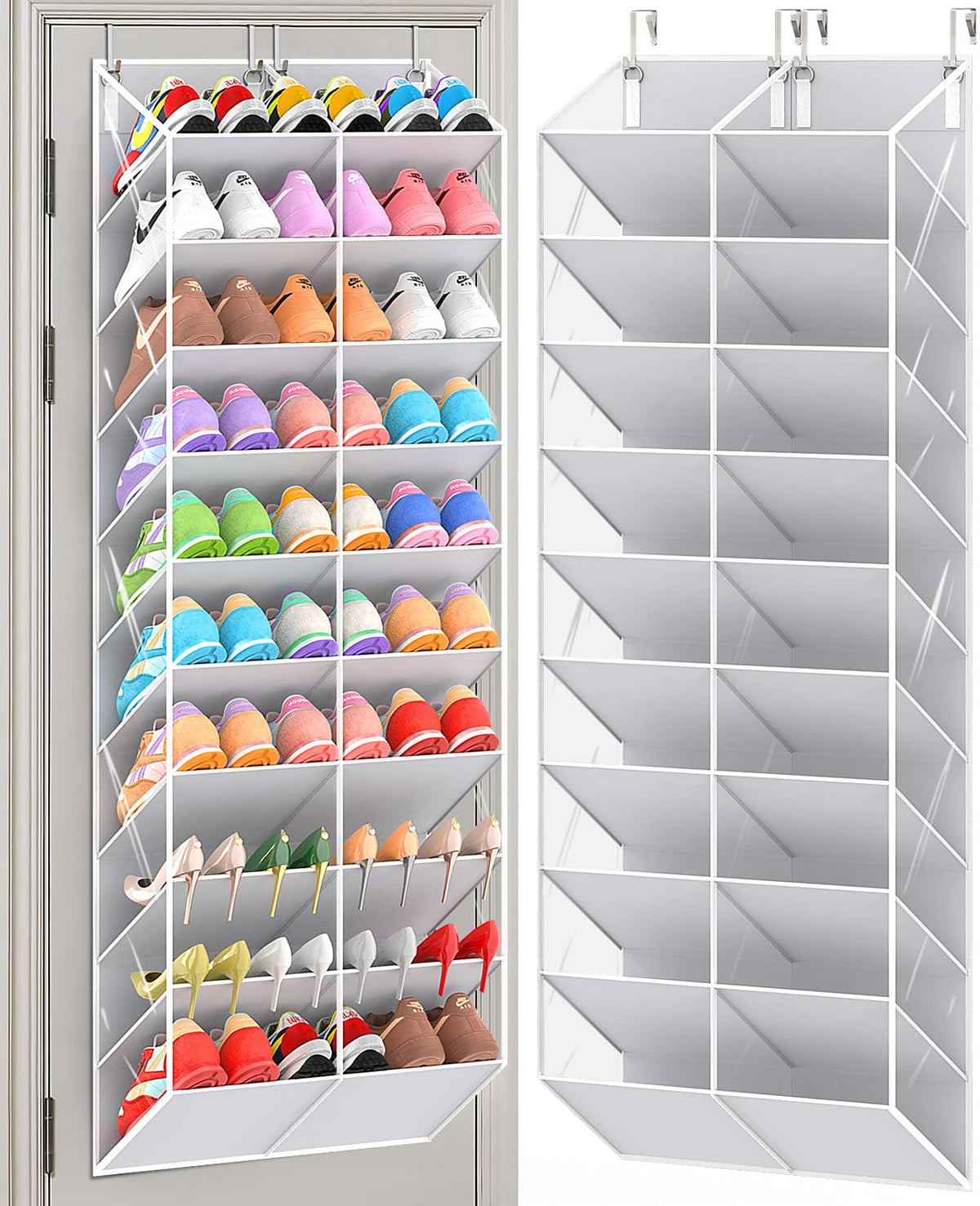UVIAHOMI 20-30 Pairs Over the Door Shoe Organizer, 10-Tier Door Shoes Rack