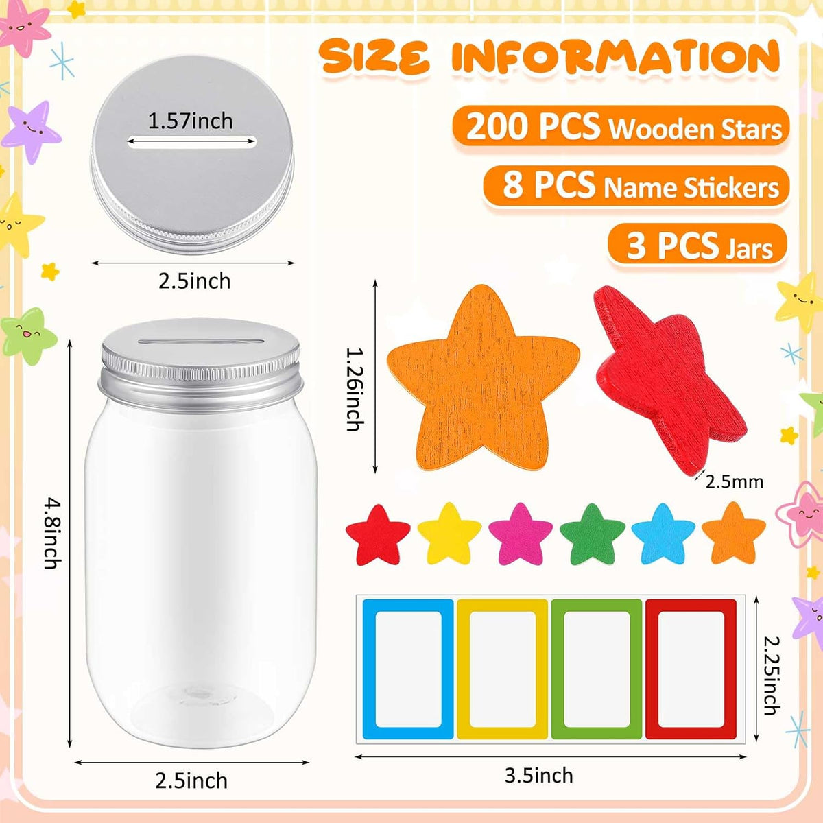 Roowest Star Reward Jars for Kids Classroom Behavior System,Vivid,Classic